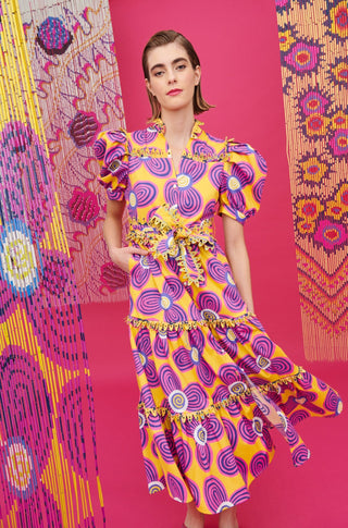 LOTTIE DRESS ACID FLOWERS YELLOW - CELIA B