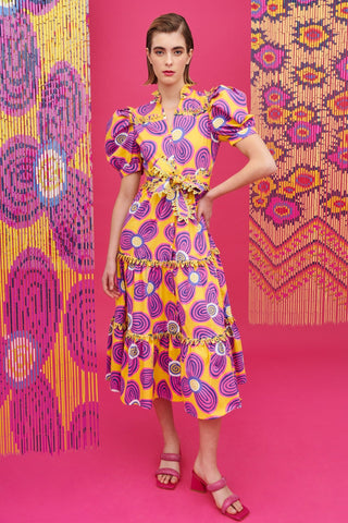 LOTTIE DRESS ACID FLOWERS YELLOW - CELIA B