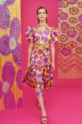 LOTTIE DRESS ACID FLOWERS YELLOW - CELIA B
