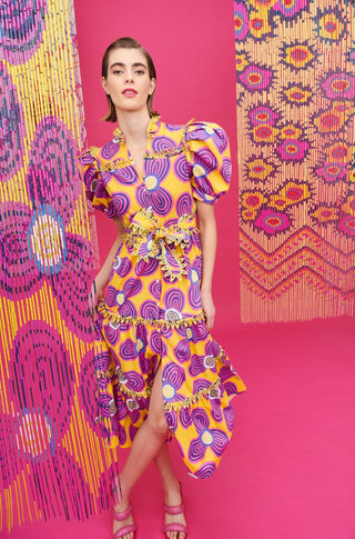 LOTTIE DRESS ACID FLOWERS YELLOW - CELIA B