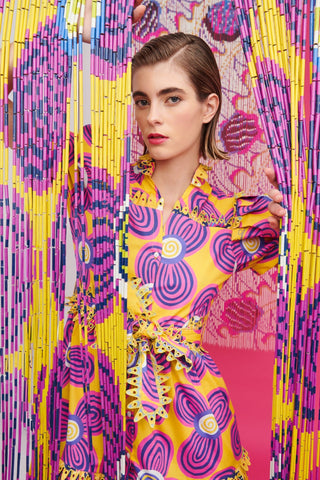 LOTTIE DRESS ACID FLOWERS YELLOW - CELIA B